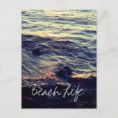 Beach Life Quottes Waves Ocean Sunset Water Schild Briefkaart (Voorkant)