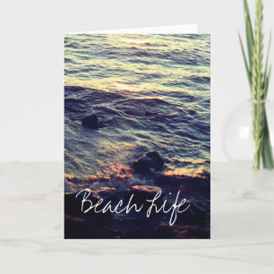 Beach Life Quottes Waves Ocean Sunset Water Schild Feestdagen Kaart