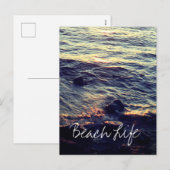 Beach Life Quottes Waves Ocean Sunset Water Schild Feestdagenkaart (Voorkant / Achterkant)