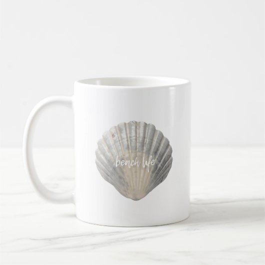 Beach Life Shell Typography Coffee Mok (Links)