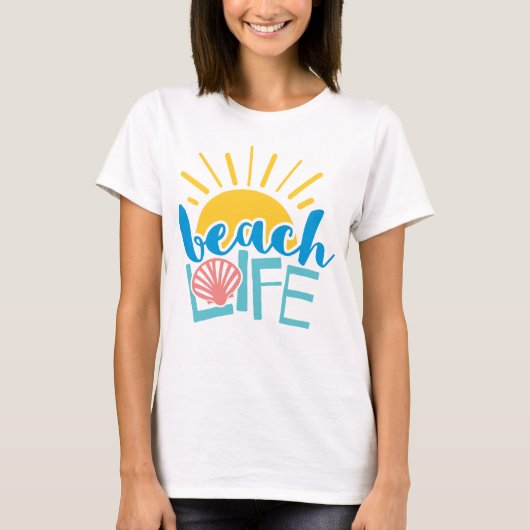 Beach Life Sunshine Seashell Cute Vacation Summer T-shirt (Voorkant)