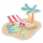 Beach Life Surf Sand and Palm Trees Sticker (Voorkant)