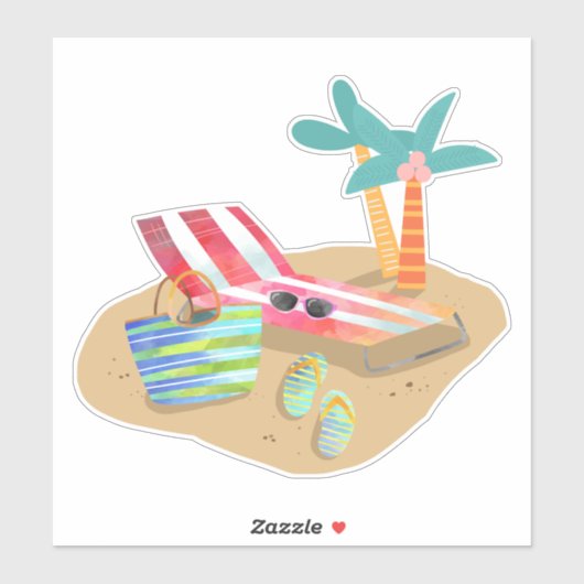 Beach Life Surf Sand and Palm Trees Sticker (Vel)