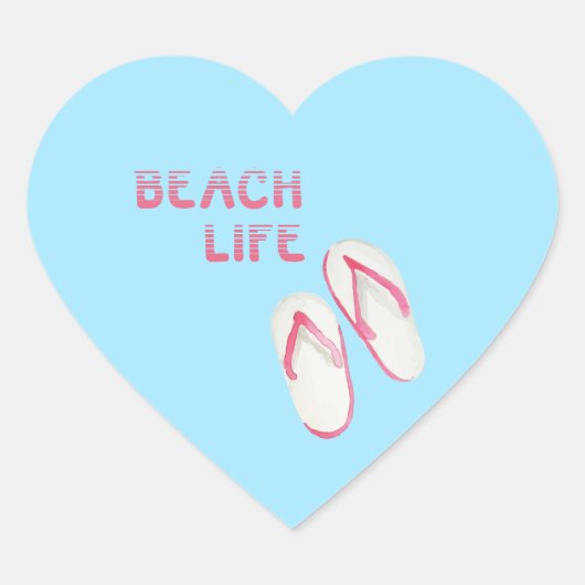 Beach Life Teenslippers Hart Sticker (Voorkant)
