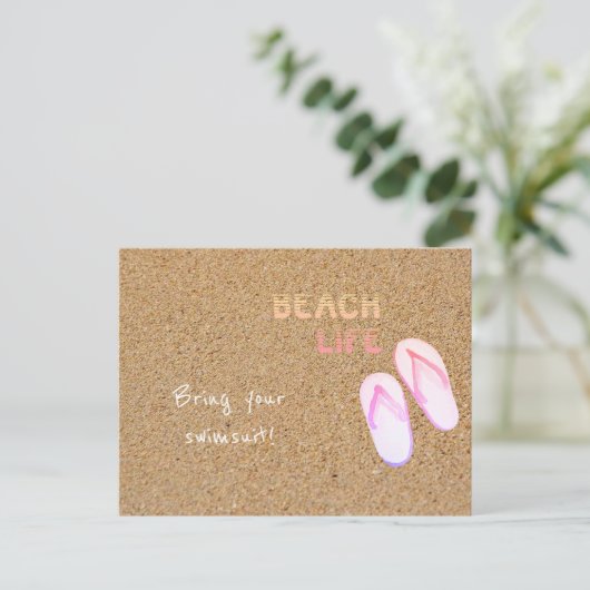 Beach Life Teenslippers in het Zand  Briefkaart (Staand voorkant)