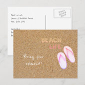 Beach Life Teenslippers in het Zand  Briefkaart (Voorkant / Achterkant)