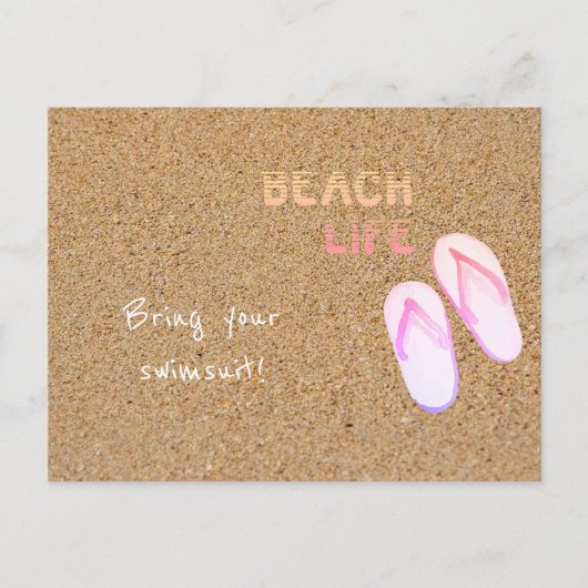 Beach Life Teenslippers in het Zand  Briefkaart (Voorkant)