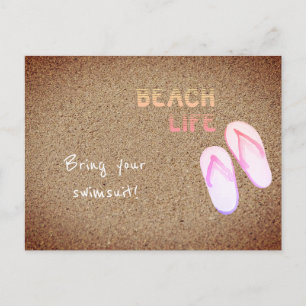 Beach Life Teenslippers in het Zand  Briefkaart