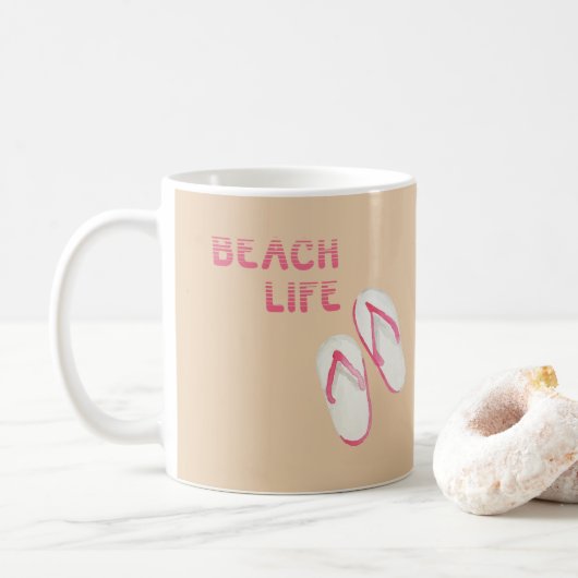 Beach Life Teenslippers Koffiemok (Met donut)