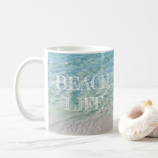 Beach Life Tropical Sandy Beach Turquoise Blue Koffiemok (Met donut)