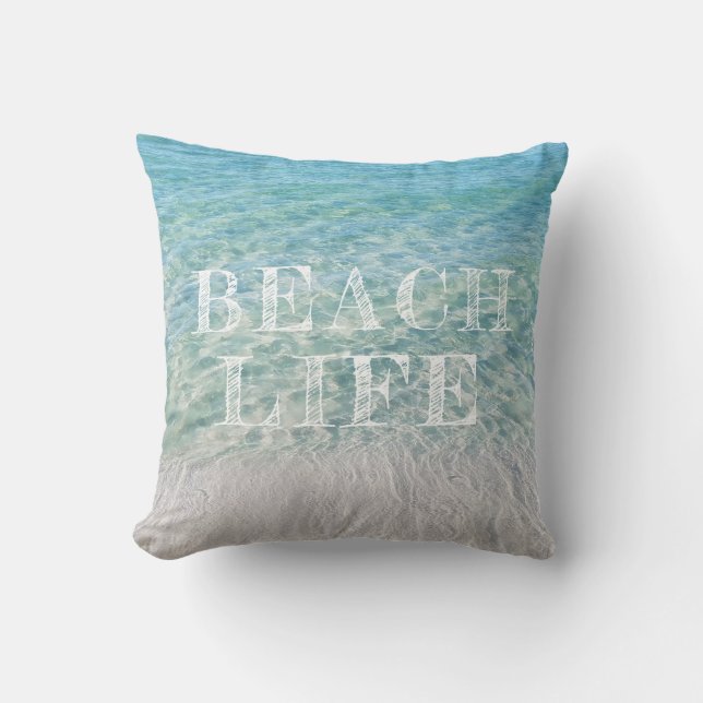 Beach Life Tropical Sandy Beach Turquoise Blue Kussen (Voorkant)