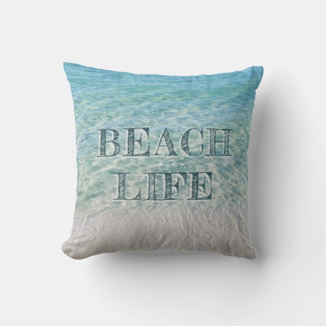 Beach Life Tropical Sandy Beach Turquoise Blue Kussen (Voorkant)