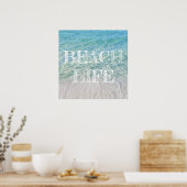 Beach Life Tropical Sandy Beach Turquoise Blue Poster (Keuken)