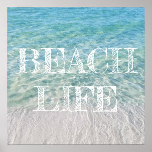 Beach Life Tropical Sandy Beach Turquoise Blue Poster