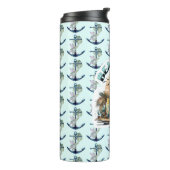 Beach Life tropische vuurtoren Thermosbeker (Gedraaid links)