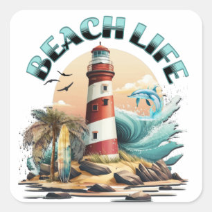Beach Life Vierkante Sticker