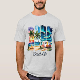 Beach Life Vintage | Tropische Camper & Oceaan Par T-shirt