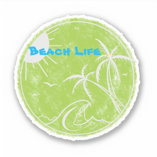 Beach Life Vinyl Cut Sticker (Voorkant)