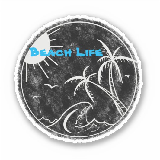 Beach Life Vinyl Cut Sticker (Voorkant)