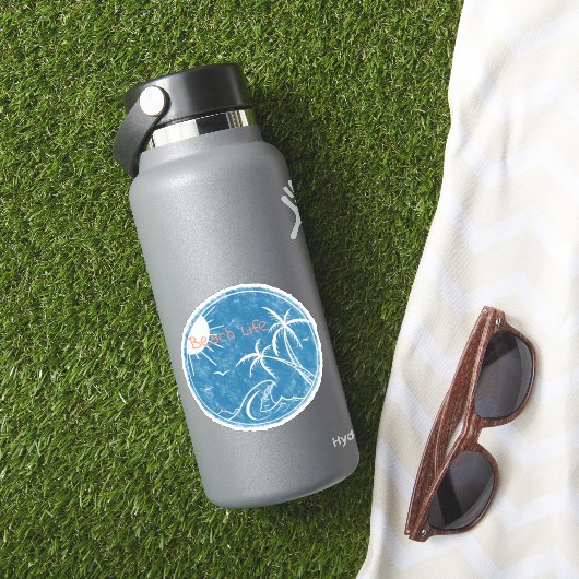 Beach Life Vinyl Cut Sticker (HydroFlask Insitu)