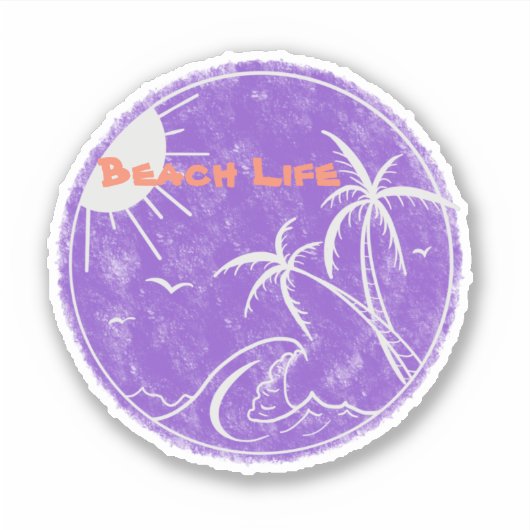 Beach Life Vinyl Cut Sticker (Voorkant)
