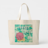 Beach Life with Beach Umbrella Grote Tote Bag (Achterkant)