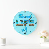 Beach Life Woordkunst met Zand en Palmbomen Grote Klok (Huis)