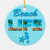 Beach Life Woordkunst met Zand en Palmbomen Keramisch Ornament (Achterkant)