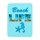 Beach Life Woordkunst met Zand en Palmbomen Magneet (Verticaal)