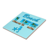Beach Life Woordkunst met Zand en Palmbomen Tegeltje (Zijkant)