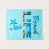 Beach Life Woordkunst met Zand en Palmbomen Wandkleed (Voorkant (horizontaal))
