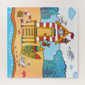 Beach Lifeguard en Surfboards Puzzle Legpuzzel (Horizontaal)