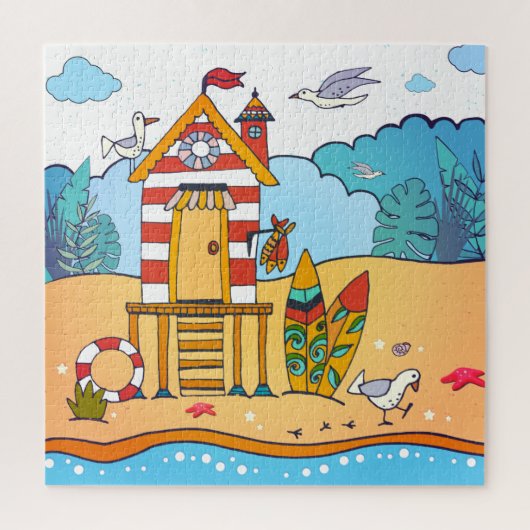 Beach Lifeguard en Surfboards Puzzle Legpuzzel (Verticaal)