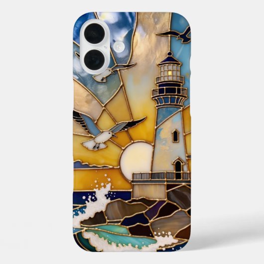 Beach Lighthouse iPhone Case Sunset Waves Birds (Achterkant)