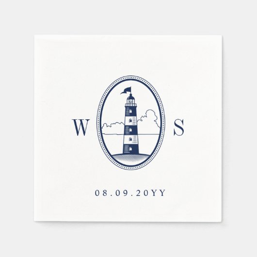 Beach Lighthouse | Monogram marine Servet (Voorkant)