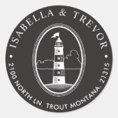 Beach Lighthouse | Nautical ThreadBlack Ronde Sticker (Voorkant)