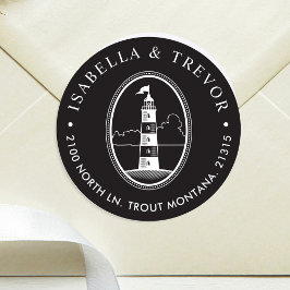 Beach Lighthouse | Nautical ThreadBlack Ronde Sticker