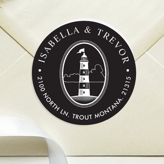 Beach Lighthouse | Nautical ThreadBlack Ronde Sticker