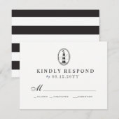 Beach Lighthouse | Nautical Wedding RSVP B/W (Voorkant / Achterkant)