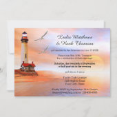 Beach Lighthouse Post of na huwelijksuitnodiging Kaart (Voorkant)