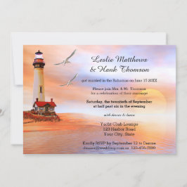 Beach Lighthouse Post of na huwelijksuitnodiging Kaart