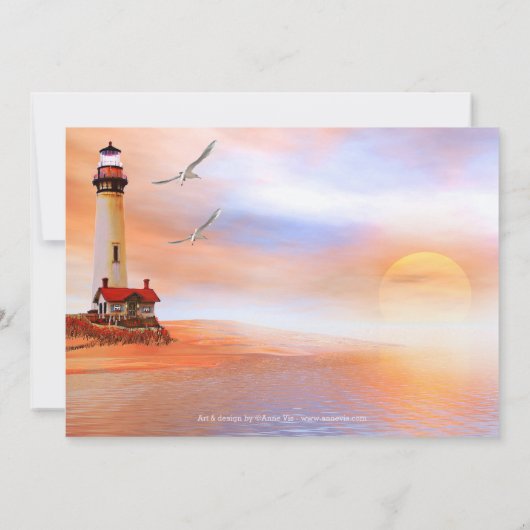 Beach Lighthouse Rehearsal Dinner Invitation Kaart (Achterkant)