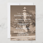  Beach Lighthouse Shore huwelijksuitnodiging Kaart (Voorkant)