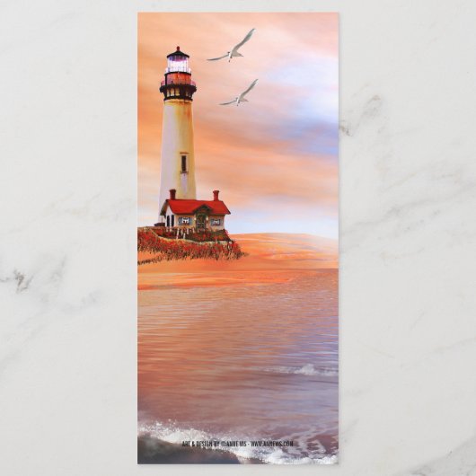 Beach Lighthouse Wedding Menu Kaart (Achterkant)