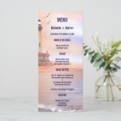 Beach Lighthouse Wedding Menu Kaart (Staand voorkant)