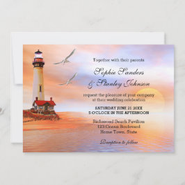 Beach Lighthouse Wedding Uitnodiging
