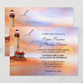 Beach Lighthouse Wedding Uitnodiging (Voorkant / Achterkant)