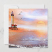 Beach Lighthouse Wedding Uitnodiging (Achterkant)