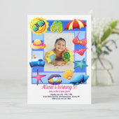 Beach Lijst Foto Verjaardagsfeestuitnodiging Kaart (Staand voorkant)