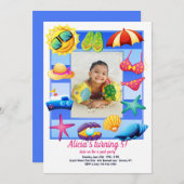 Beach Lijst Foto Verjaardagsfeestuitnodiging Kaart (Voorkant / Achterkant)